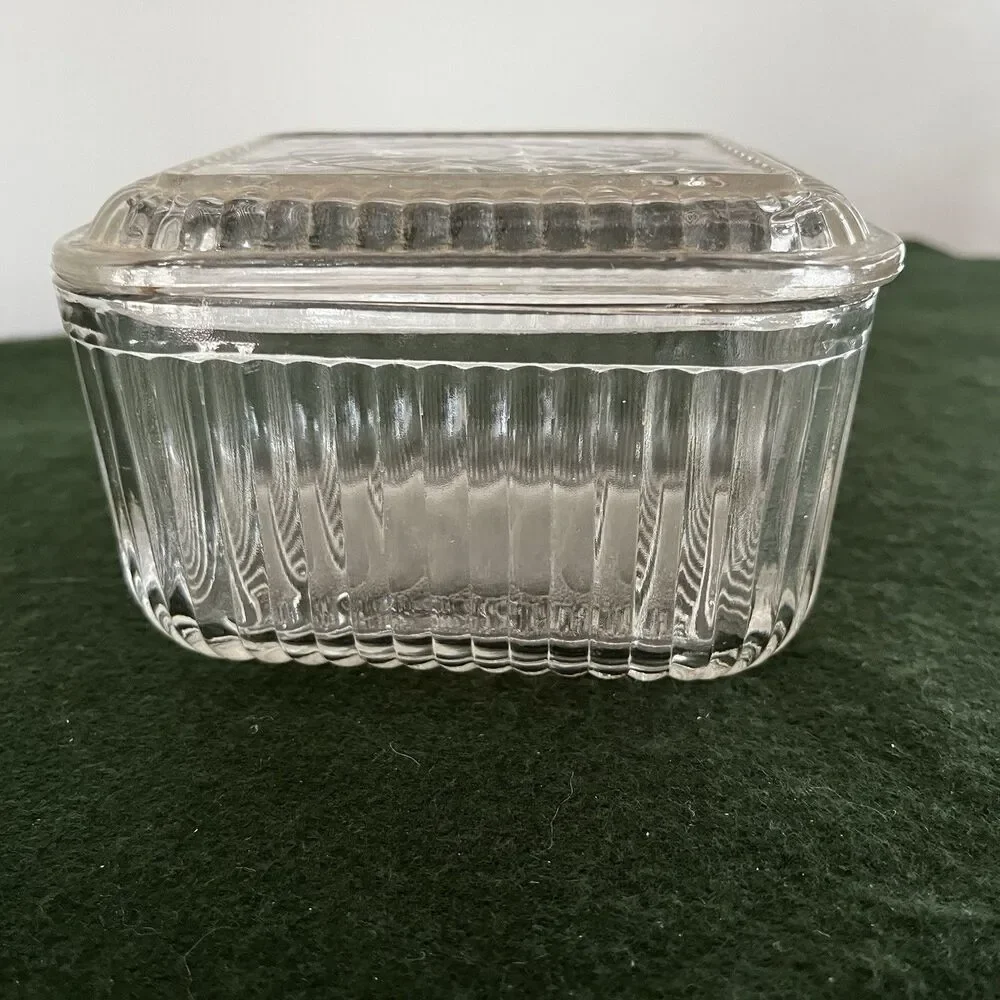 Vintage MCM Clear Glass Refrigerator 5